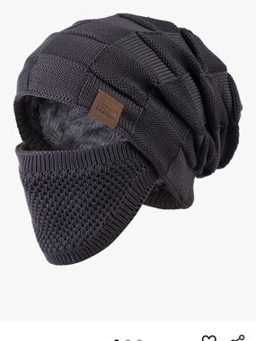 REDBOSS Knit Slouch Beanie with Face Mask - Charcoal Gray